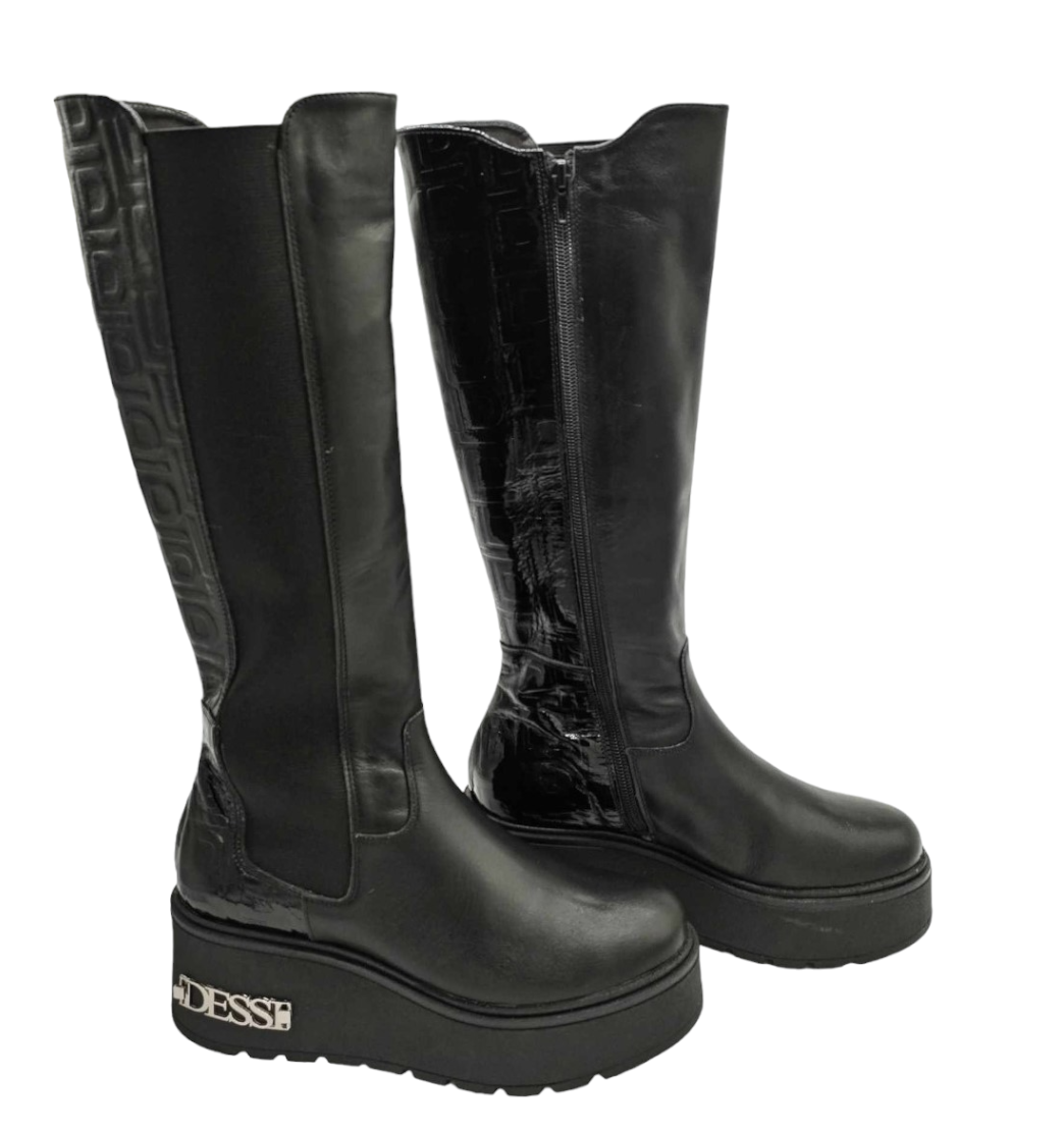 Lux by Dessi Kalina-75 fekete LD mg. magasszárú csizma