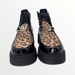 Alternative view of Lux by Dessi 2952 Ocelot fűzős fekete lakk bokacsizma