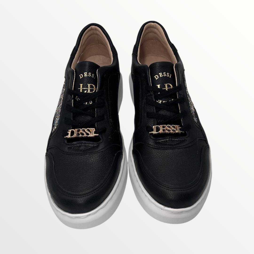 Lux by Dessi HANZA23-82 fekete+ ocelot köves sneaker - Image 2