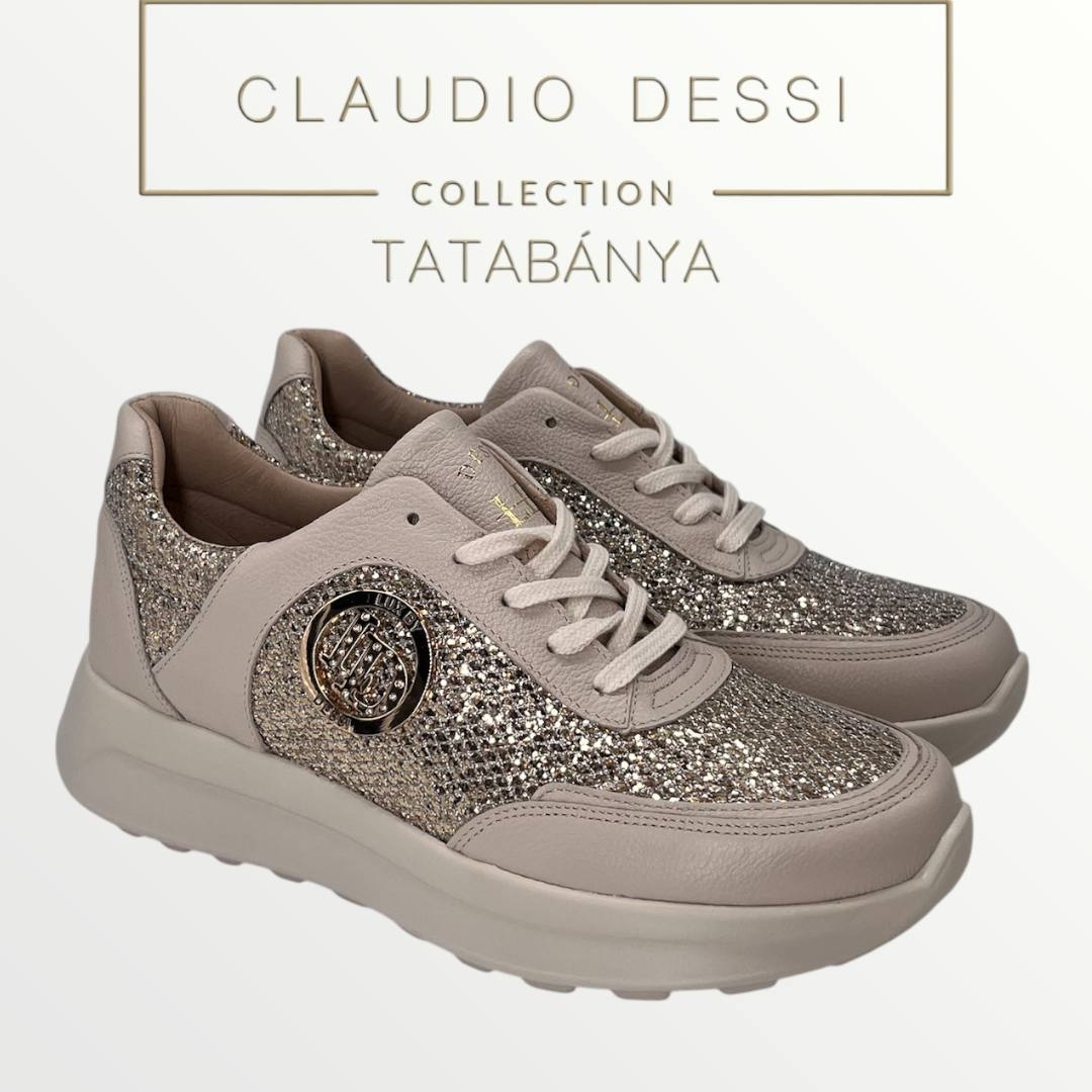 Lux by Dessi HANZA 23-85 bézs + platina brokát sneaker