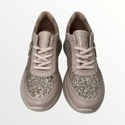 Alternative view of Lux by Dessi HANZA 23-85 bézs + platina brokát sneaker