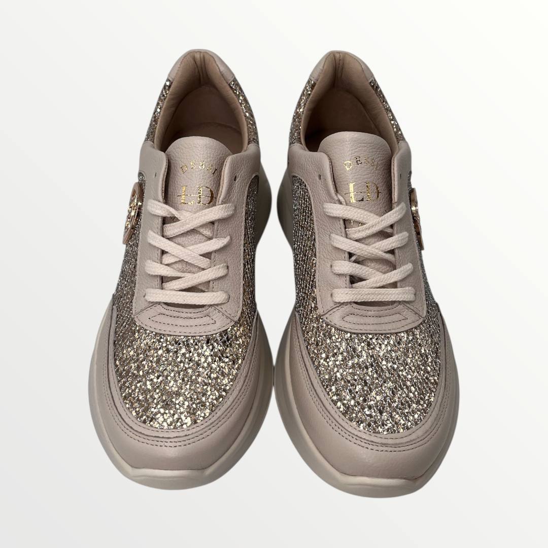 Lux by Dessi HANZA 23-85 bézs + platina brokát sneaker - Image 2