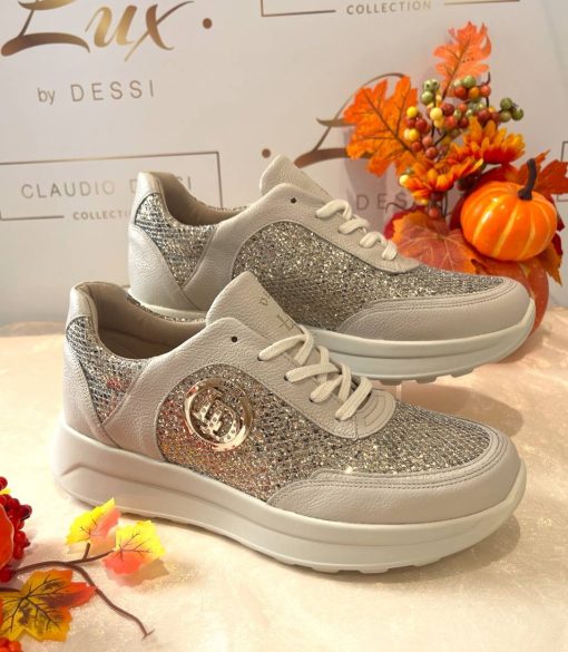 Lux by Dessi HANZA 23-85 bézs + platina brokát sneaker - Image 4
