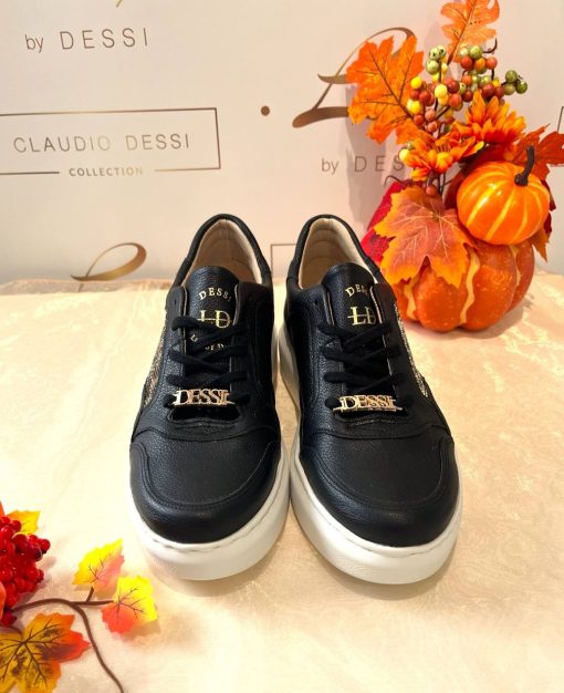 Lux by Dessi HANZA23-82 fekete+ ocelot köves sneaker - Image 2