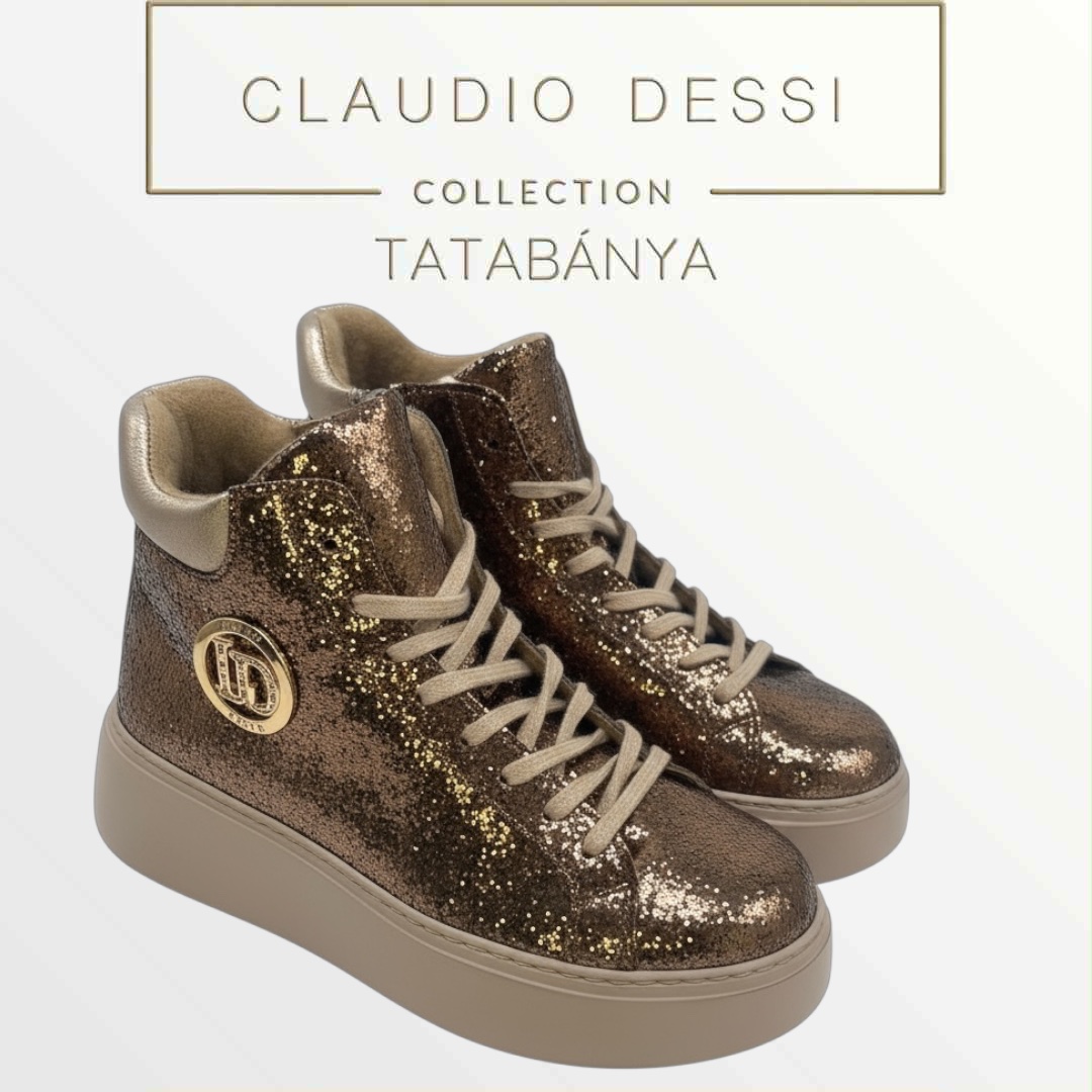 Lux by Dessi Astra-24 barna brokát magasszárú